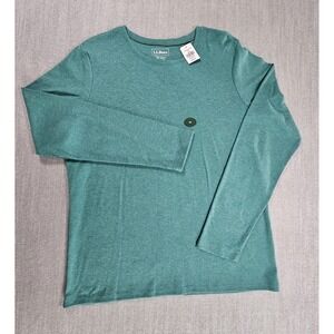 L.L. Bean Men's Green Cotton Crew Neck Long Sleeve Pullover T-shirt Sz Medium